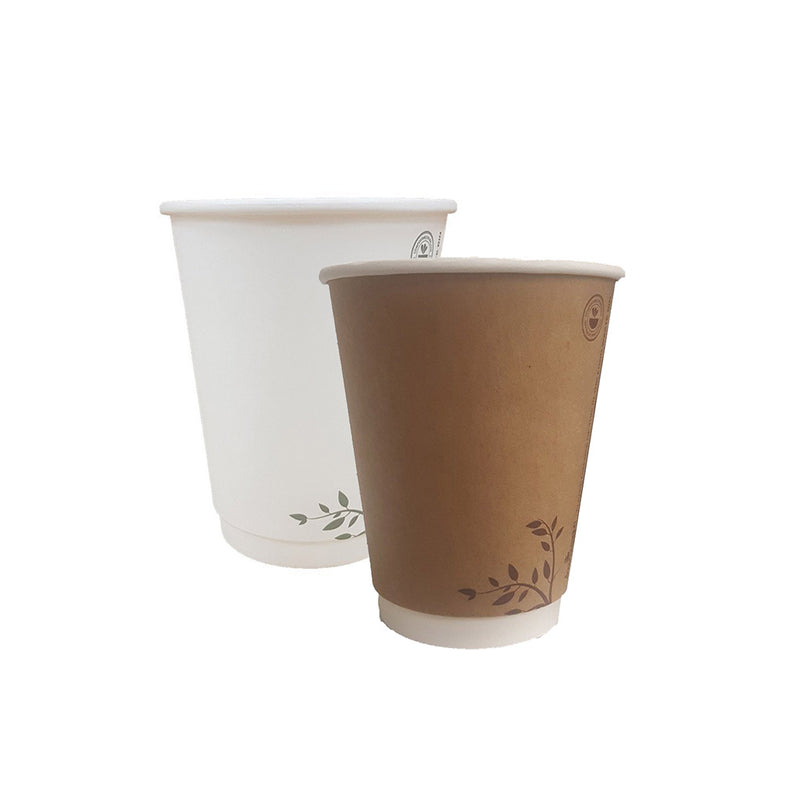 Compostable Cups 12oz Brown and White