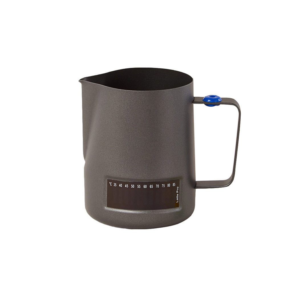 600ml Black Latte Pro Milk Jug With Built In Thermometer