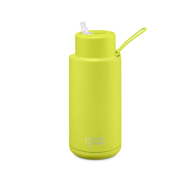 Frank Green 1 Litre Ceramic Reusable Bottle Neon Yellow